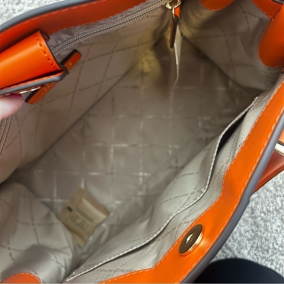 Michael Kors Hamilton Legacy Woven Leather Satchel in Poppy Orange - Picture 3 of 5